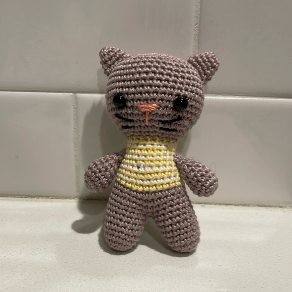 Hand Crafted Other - Handcrafted Cat in Striped Shirt Figure Toy Crochet Amigurumi Pet Doll
